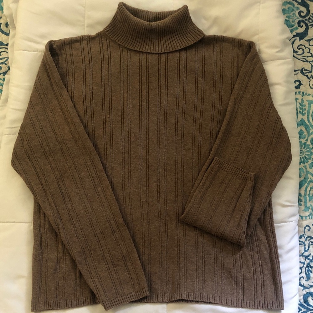 Talbots Brown Ribbed Turtleneck Sweater